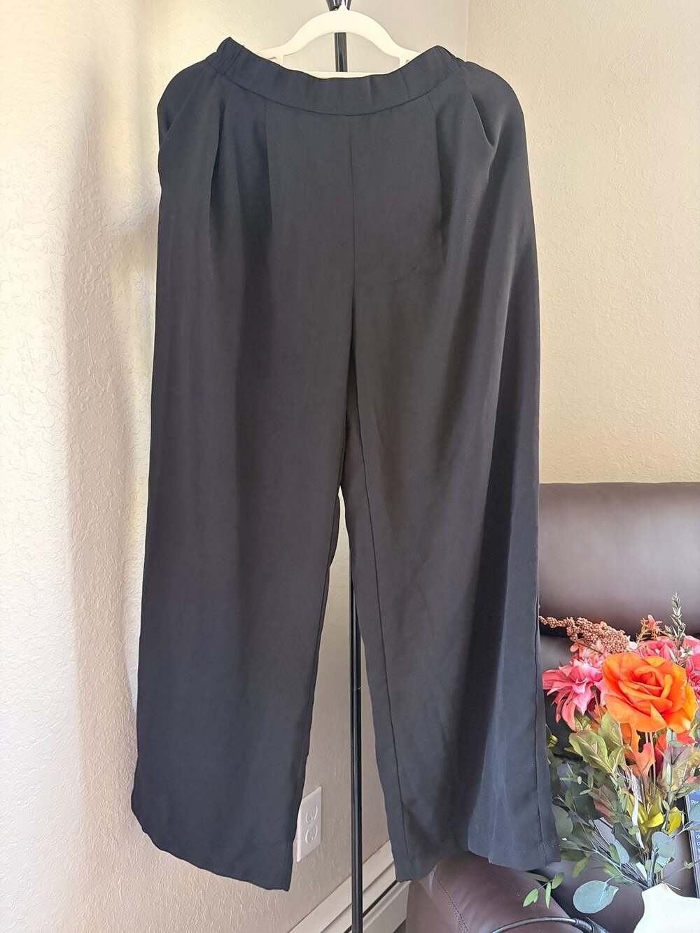 Women Black High Waisted Wide Leg Pants